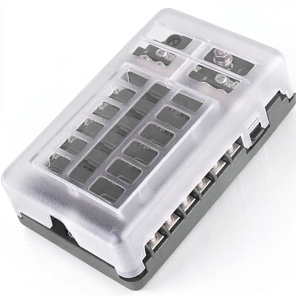 12 Circuit Fuse Block For Yudai Boat Marine Rv Car Fuse Holder With Bus Bar Electrical Power Distribution Connector