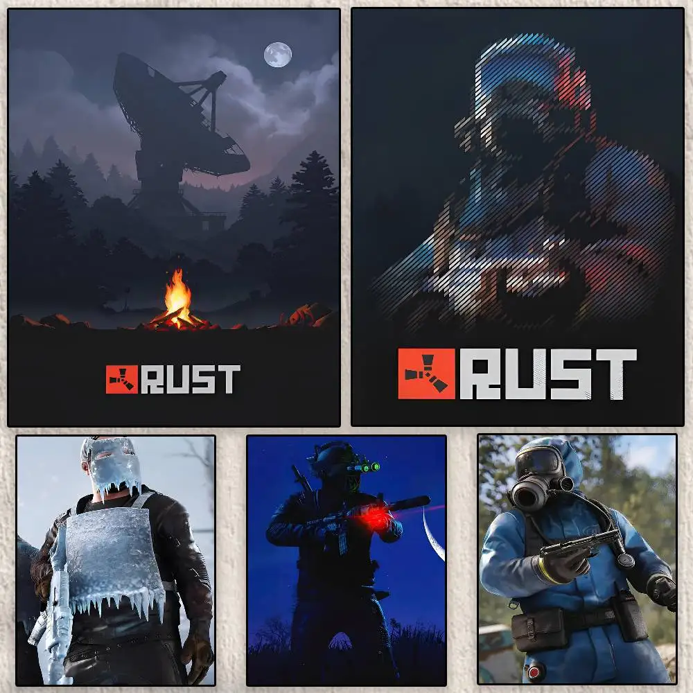 

Game Hot R-Rust Poster Modern Waterproof HD Wall Art Decal Self-Adhesive Aesthetic Decor for Home Living Room Bedroom Bar