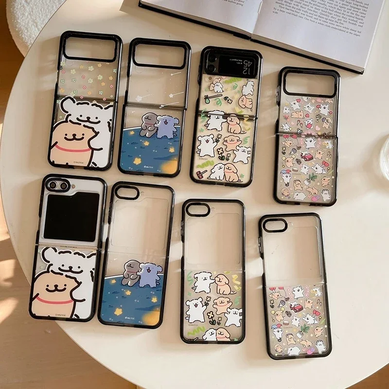 Bonito jogando caso do telefone do cão, Shell duro, tampa traseira para Samsung Galaxy Z Flip 5, 4, 3, ZFlip3, ZFlip4, ZFlip5