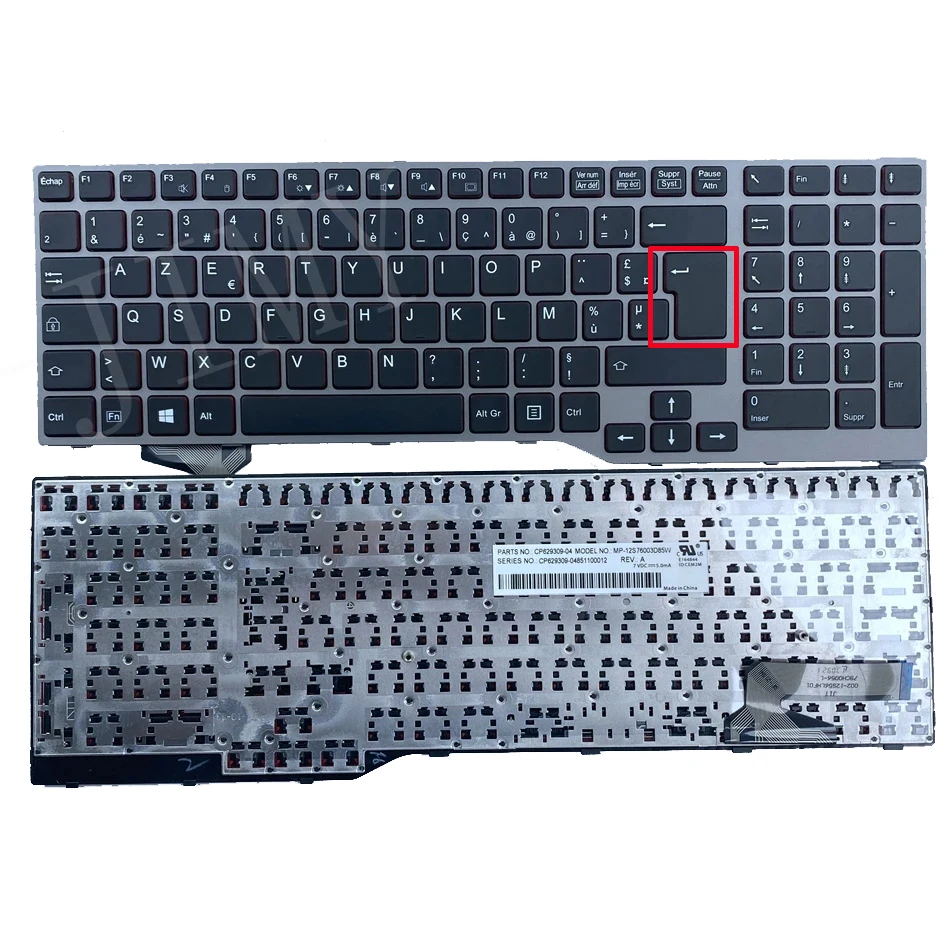 New FR French Keyboard For Fujitsu Lifebook E753 E754 E756 E557 E556 CP670826-03 Silver/Black Frame clavier