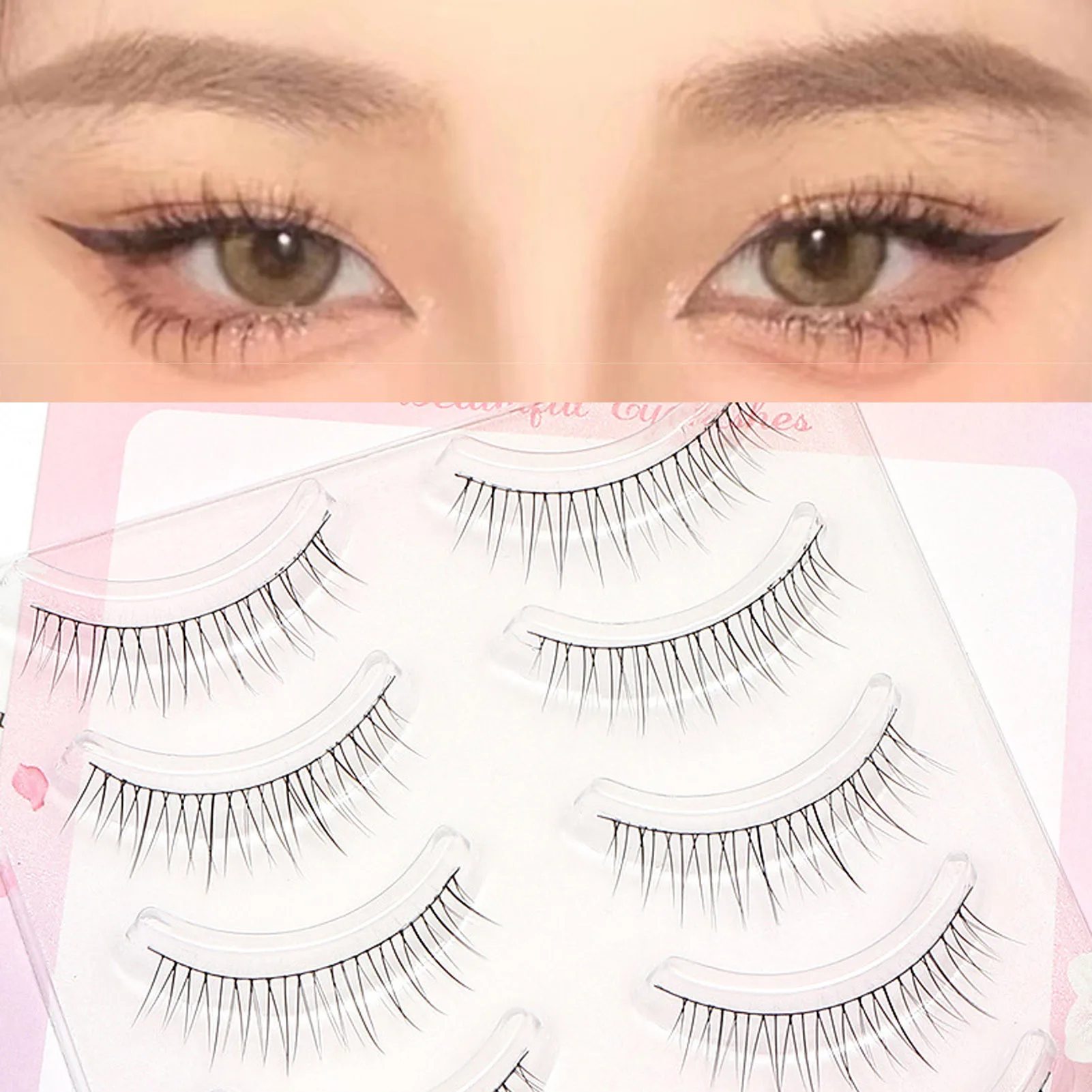 5 Pairs Cosmetic Artificial Eyelashes Natural Looking Long Eyelashes for Women and Girls Cosmetic Supplies