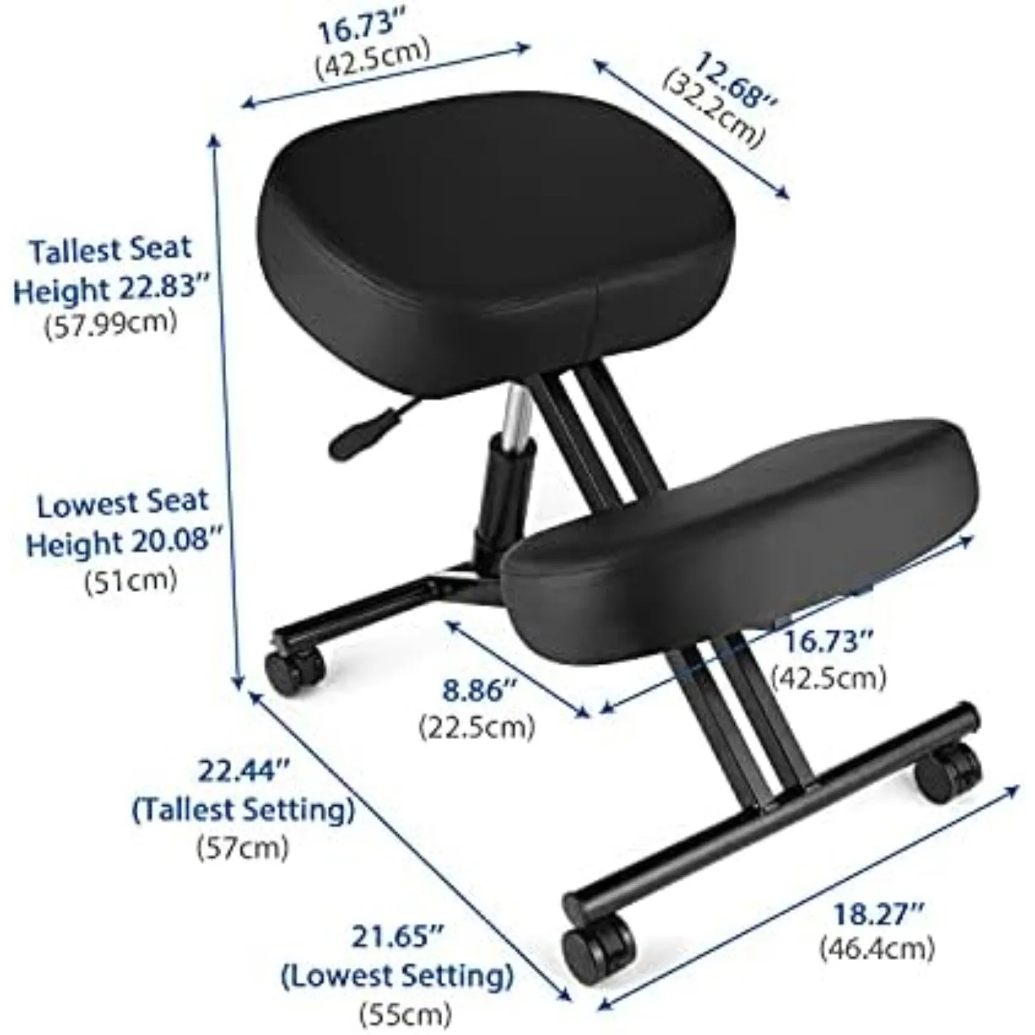Kneeling Chair Ergonomic for Office, Height Adjustable Stool with Thick Foam Cushions for Home and Office - Improve