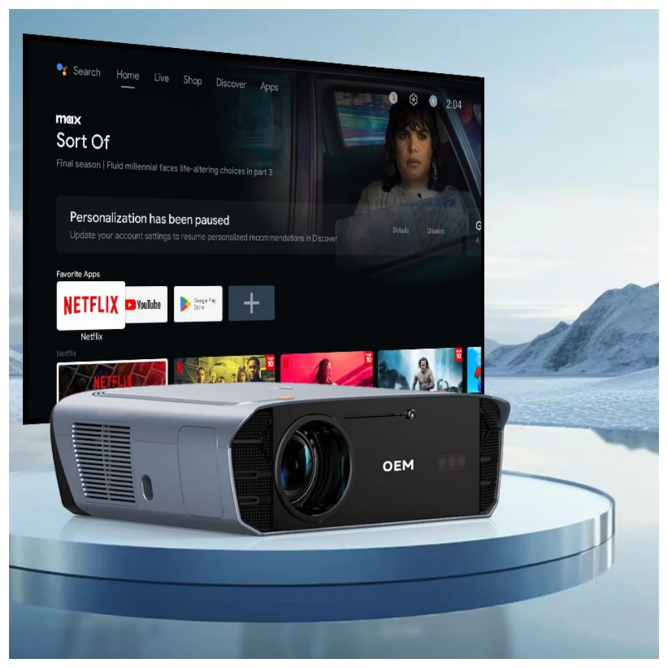2025 OEM High-Brightness Android 4K Smart Wi-Fi LCD Projector Portable LED 1080P for Home Theater & Classroom 2G RAM