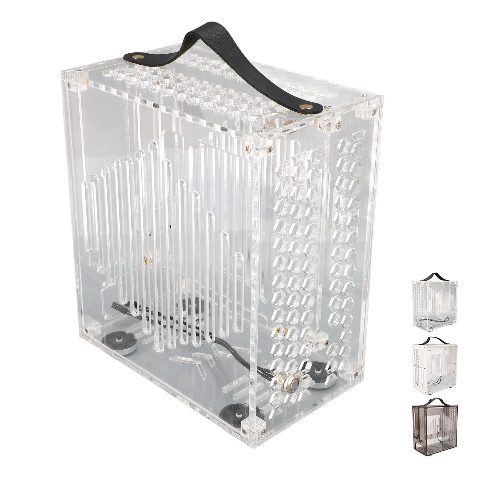 23x20.5x12cm Miniature ITX PC Case Clear Arcylic PC Case Portable DIY Desktop Computer Case 360 Degree Open Hollow Airflow Case