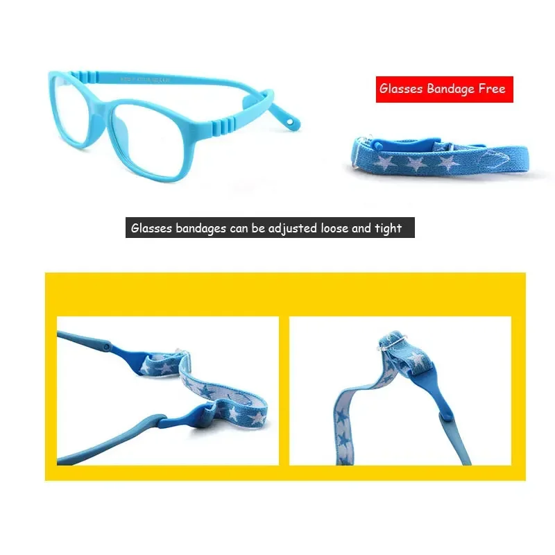 Montura de gafas con bloqueo de luz azul para niños, gafas graduadas ópticas, gafas personalizadas para miopía e hipermetropía con cuerda