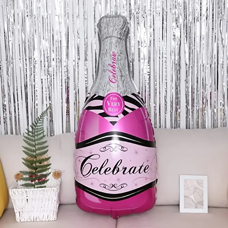 2Pcs （39Inch）Happy Birthday Champagne Bottle and Glass Large Decorative Balloon, Room Decoration, Scene Decoration