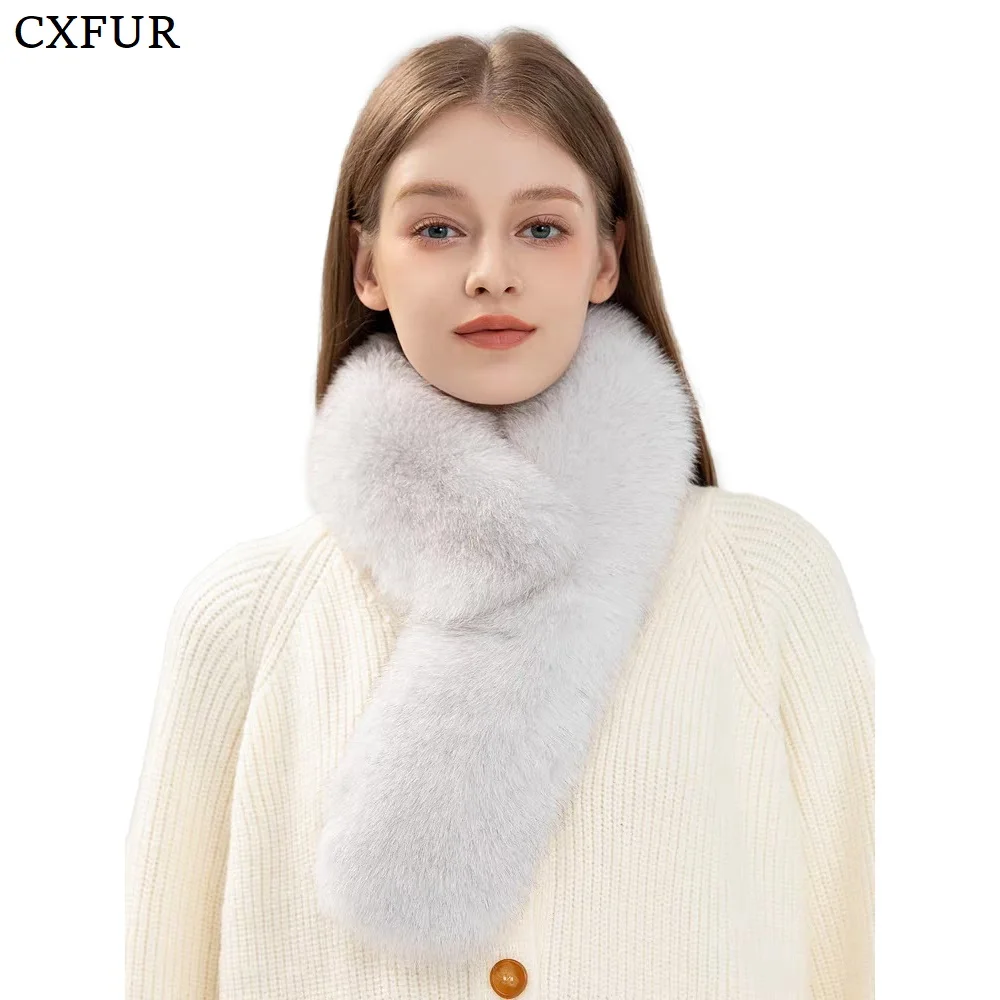 

CX-S-219 Straight Design Winter Furry Boutique Outdoor Real Fox Fur Scarf for Women