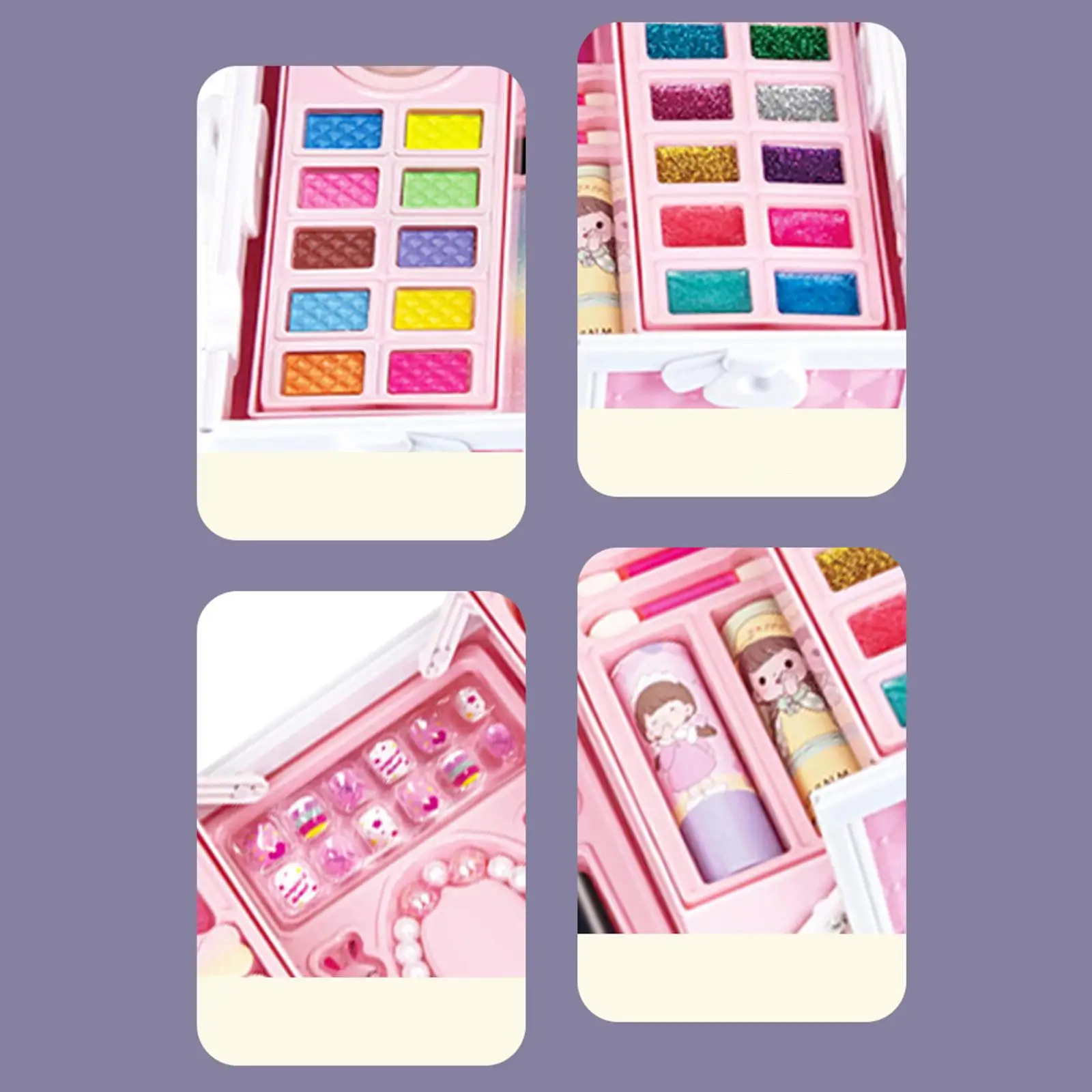Pretend Play Makeup Set for Girls 3 4 5 6 7 Years Old Kids Cosmetic Case Toy Washable Beauty Accessories Gift