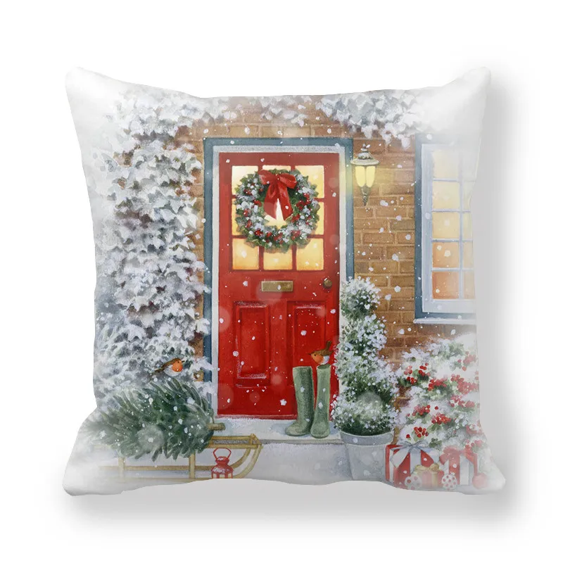 Christmas decoration Santa Claus snowman printed cushion cover for home living room sofa  pillowcase 45x45cm