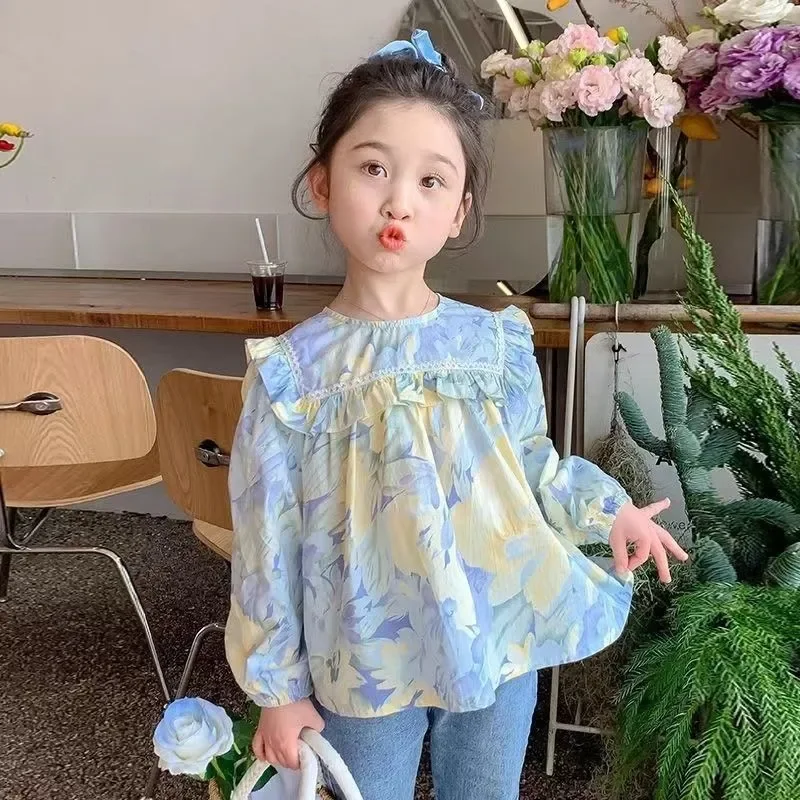 2024 Baby Girls Fashion Flowers Tops Shirts Spring Autumn Summer Kids Birthday Princess Jackets Blouses Children Clothes