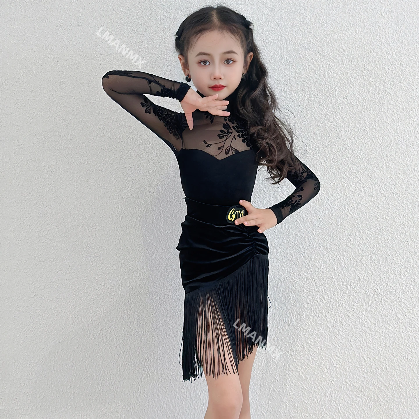 

Платье для латинских танцев, осень/зима 2023, новое детское тренировочное платье и комплект танцевальных представлений для девочек