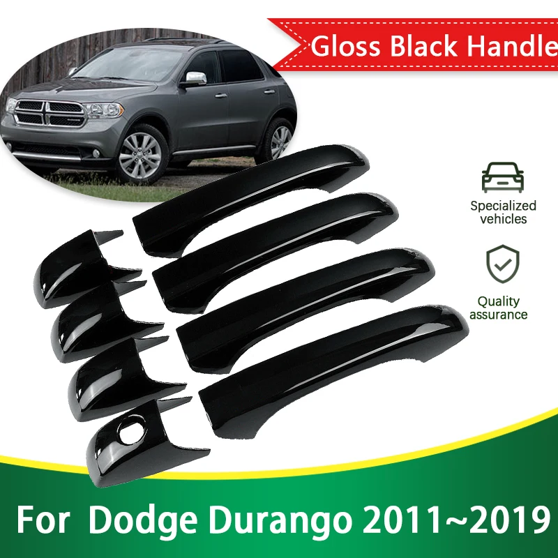 for Dodge Durango MK3 WD 2011~2019 2012 2013 2014 2015 Gloss Black Door Handle Cover Protective Styling Stickers Car Accessories