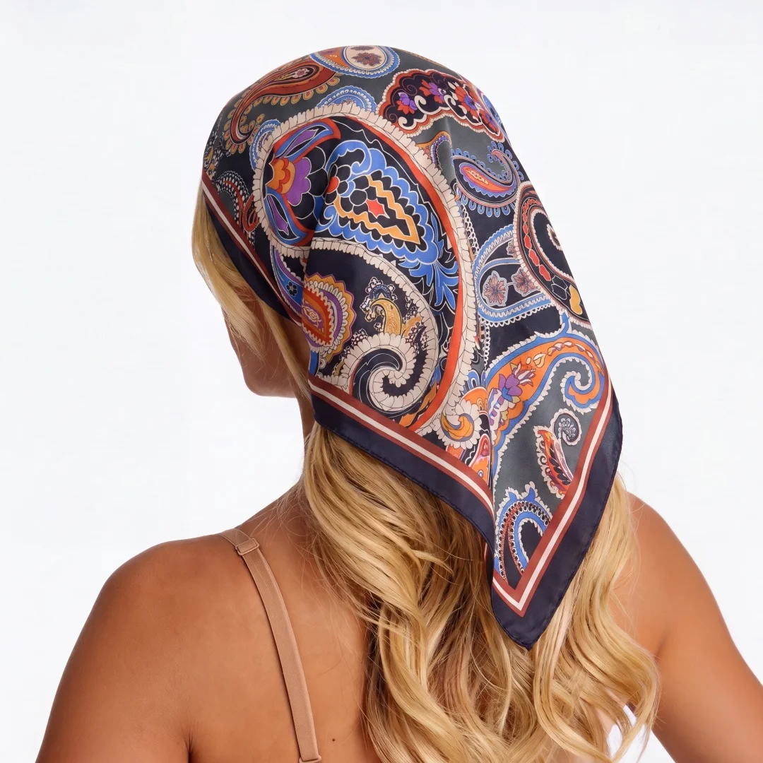 

Square Scarf Women's Hijab Handkerchief Bandana Silk Scarves Woman Headscarf Luxury Fashion Print Wraps Shawl Neckerchief