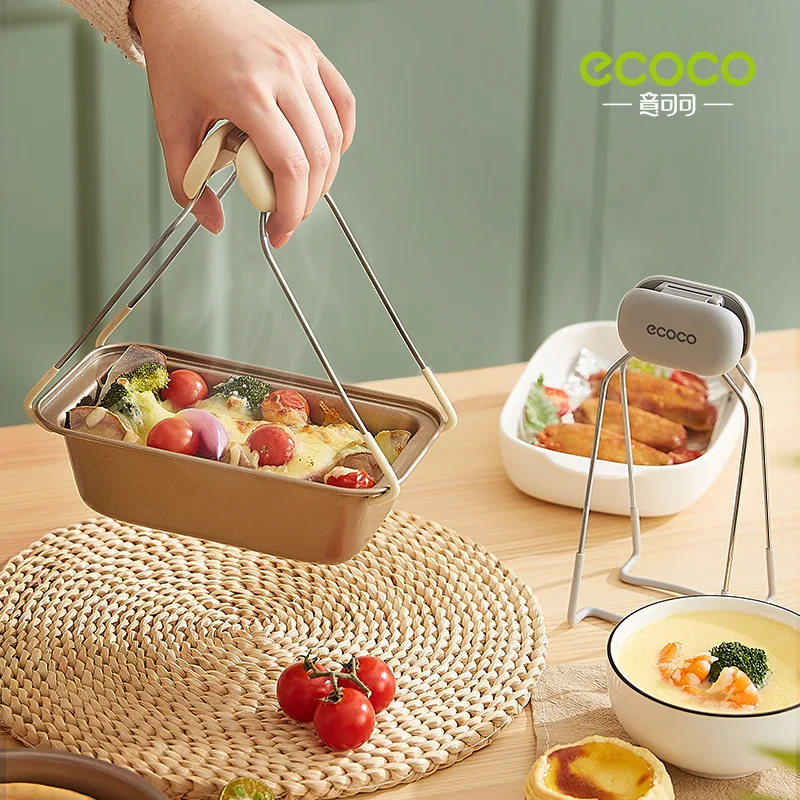 Ecoco Stainless Steel Kitchen Utensil Holder Hot Dish Clamp Anti-Scald Bowl Clip Foldable Plate Pot Oven Gripper Kitchen Gadgets