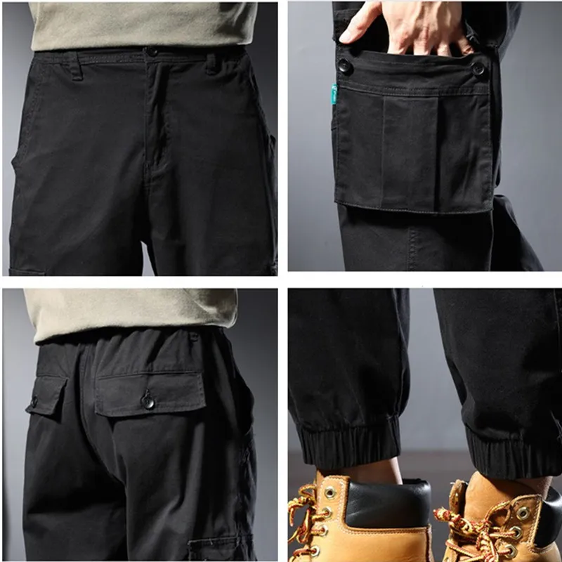 Men Cargo Pants Khaki Black Army Green Jogging Male Ankle-Length Loose Safari Plus Size 8XL 7XL 6XL Sports Sweatpants Trousers