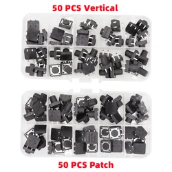 50 PCS 10 Models 12*12 Tact Switch Tactile Push Button Switch Kit Height: 4.3 5~12MM DIP 4P Micro Switch 12x12 Key Switch