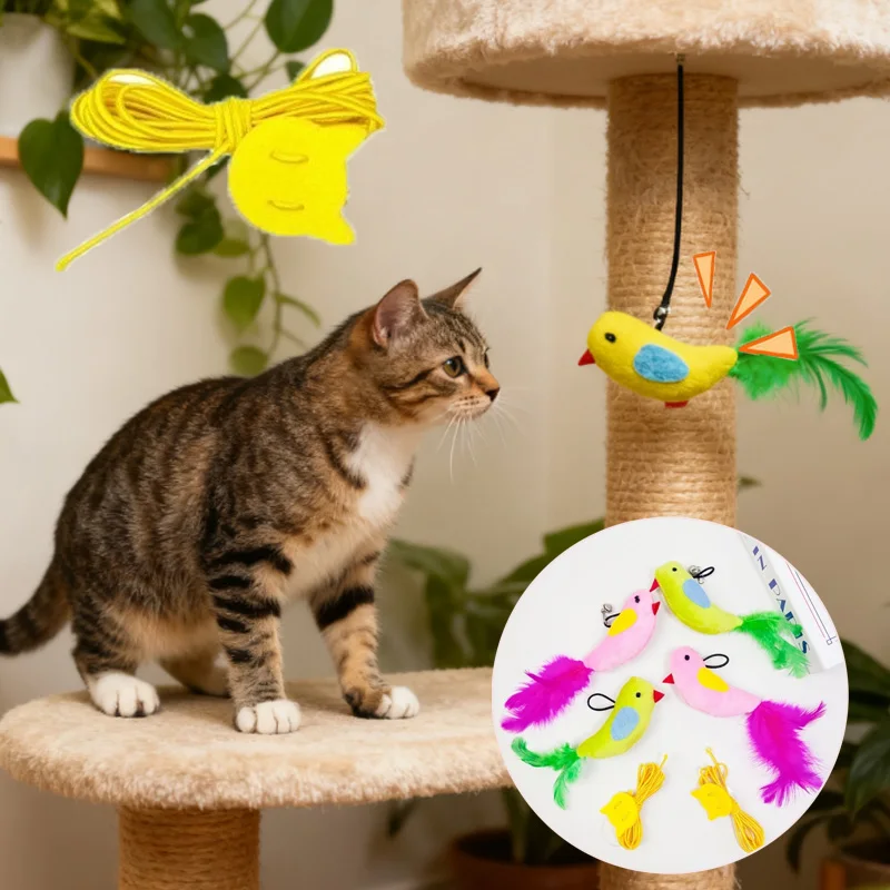 Interaktive Katze Spielzeug Simulation Vogel Plüsch Sound Hängen Katze Spielzeug Feder Vogel Katze Kauen Biss Plüsch Spielzeug Katze Liefert