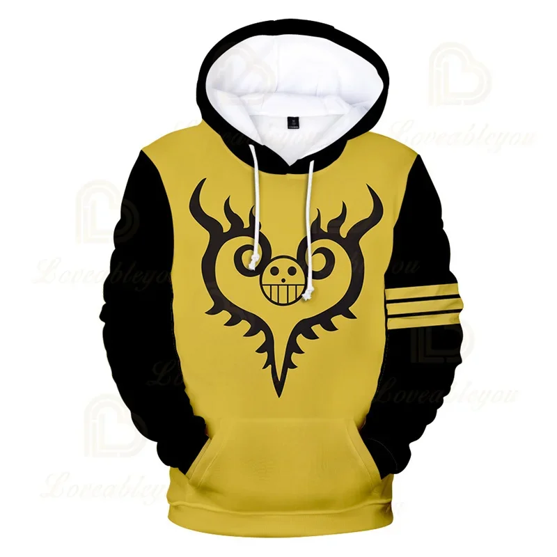 Luffy Law Anime One Piece Hoodies Casual Ace Zoro Luffy 3D Printed Streetwear Men Sweatshirts Pullover Hooded Women Costume