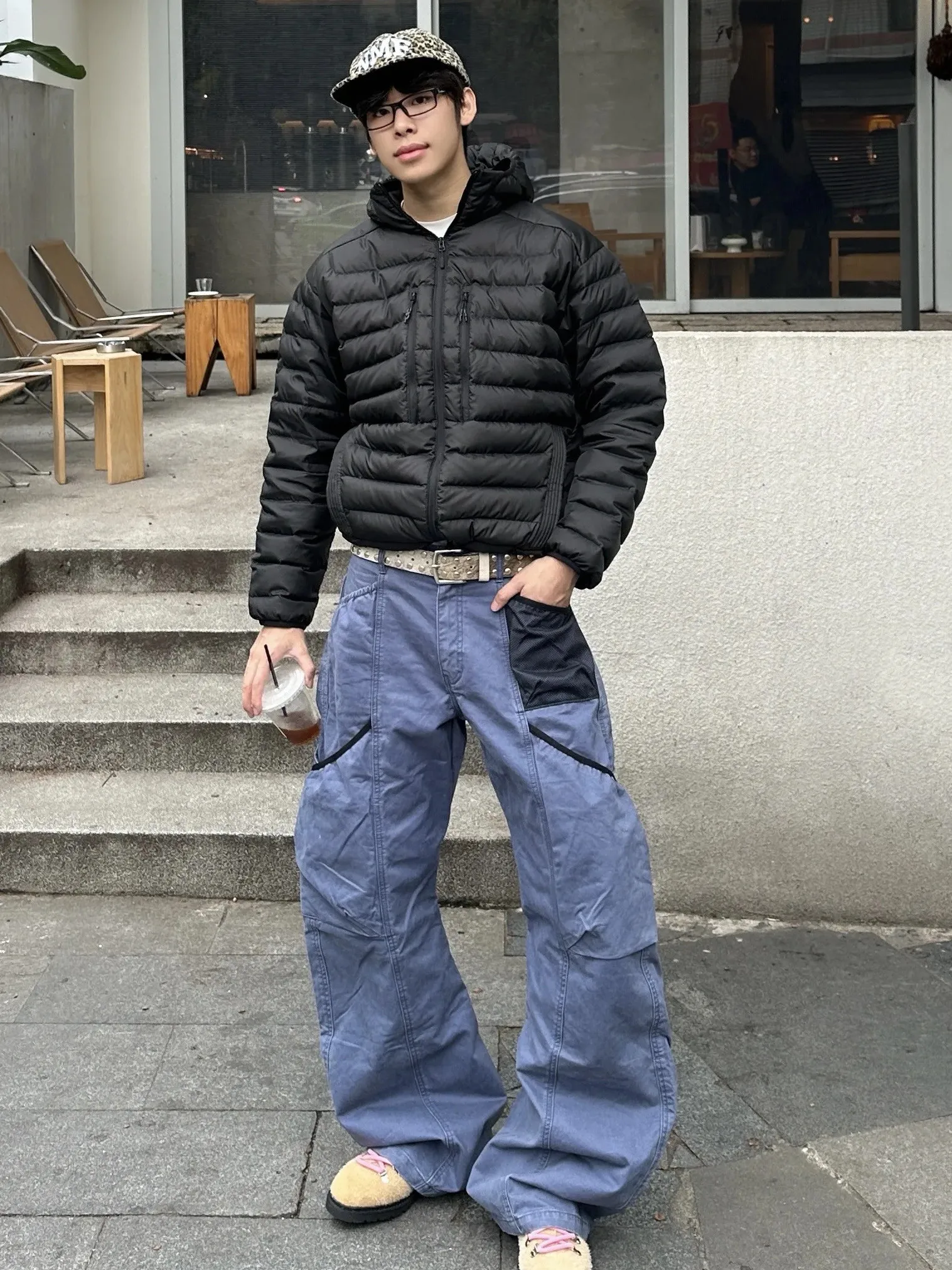 

American Street Vintage Cross Multi-Pocket Work Pants Wide Leg Gardener Pants Men Versatile Loose Long Trousers