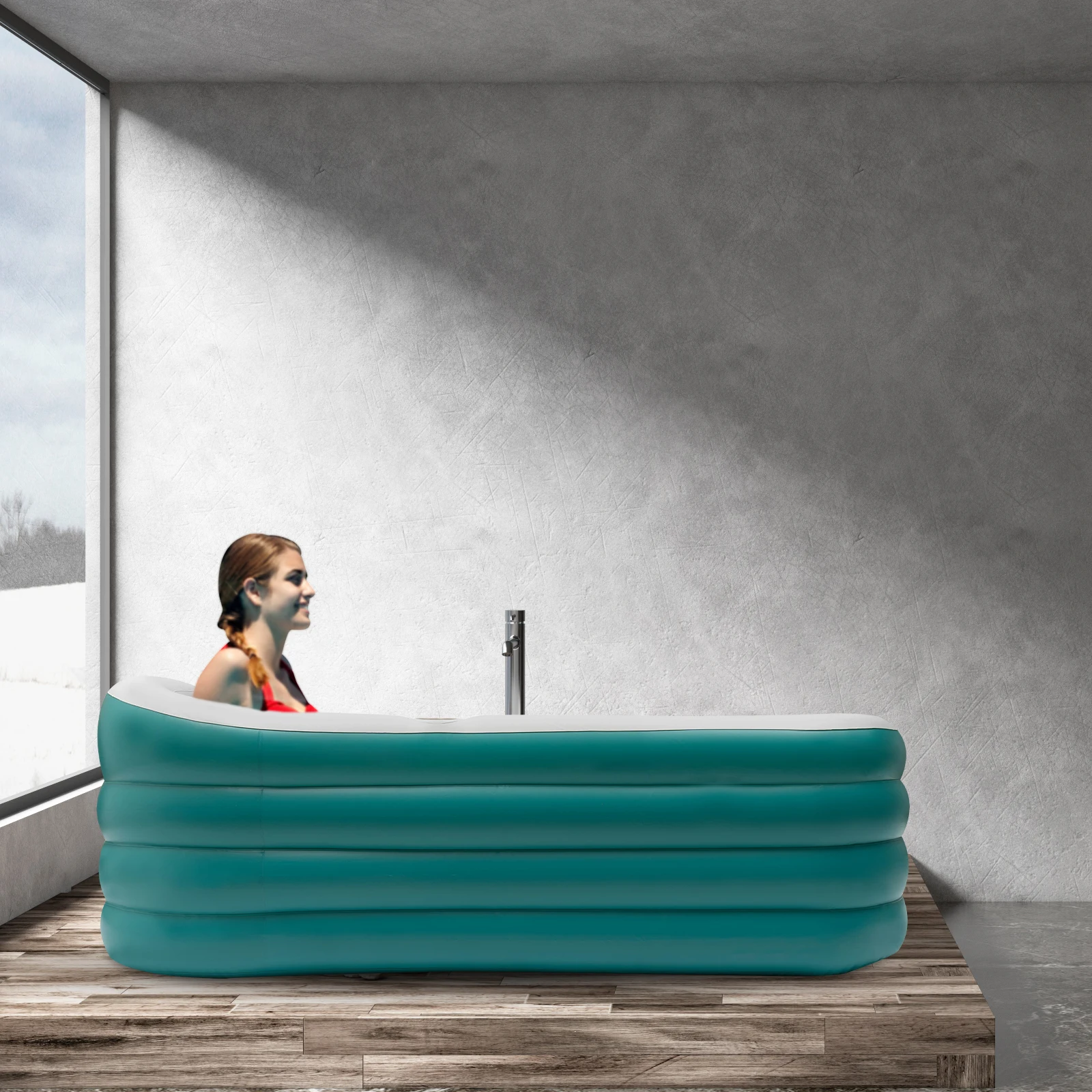 

152*82cm Inflatable Adult Bathtub Foldable SPA Bathtub Folding Bath Tub Water Plunge Tub SPA Bathtub (Green)