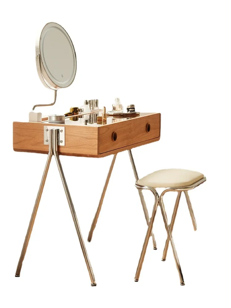 

YY Small Makeup Table Retro Japanese Style Cherrywood Furniture Solid Wood Mini Dresser