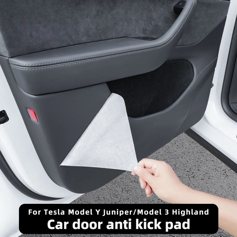 For Tesla Model Y Juniper Car Door Anti Kick Pad, Model 3 Highland Door Panel Protective Pad, Anti Stepping and Anti Dirt Pad