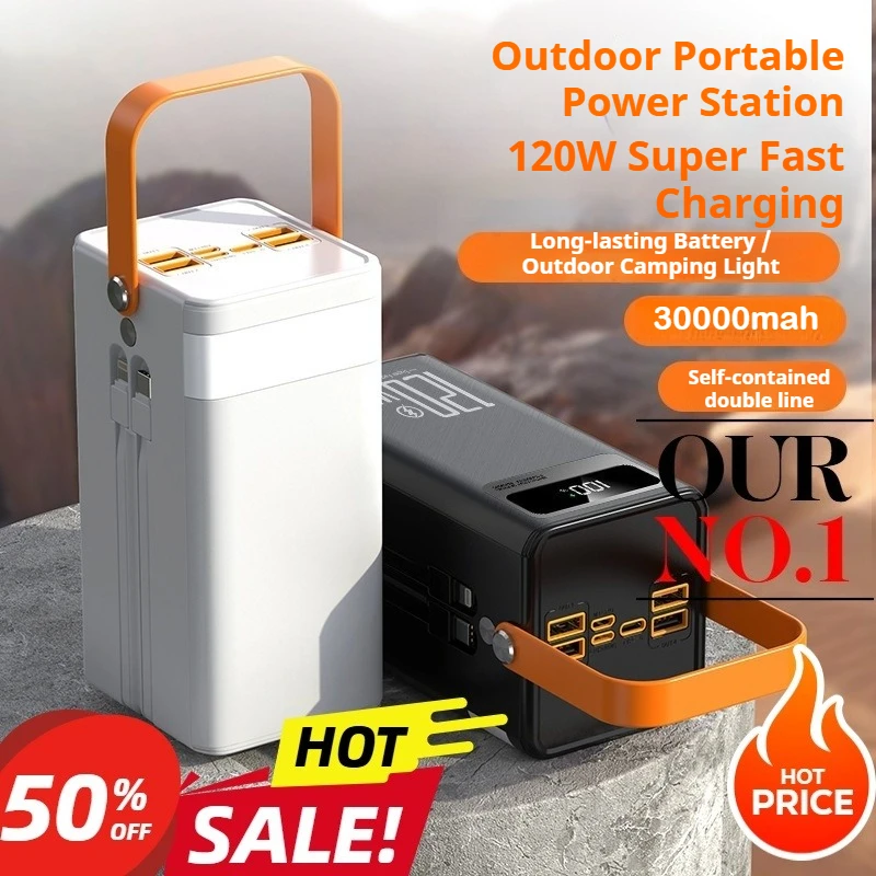 

120W Capacity 30000mAh Super Fast Power Bank Outdoor Camping Live Mobile Power Bank