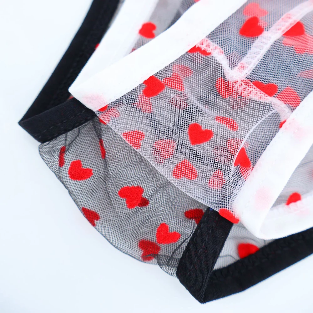 

Sheer Men Triangle Briefs Heart Pattern Breathable U Convex Pouch Bikini Panties Man's Underwear Sexy Low Waist