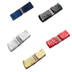 Adult Elastic Belt with Row Buckle Light Luxurious Ladies Full Sequin Waistband