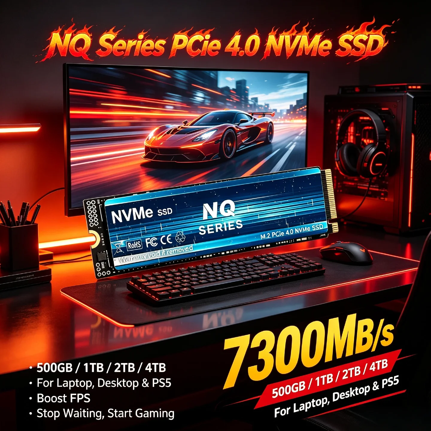 7300MB/s NQ Series PCIe 4.0 NVMe M.2 SSD – Unleash the Beast Within Your PC with 4TB Internal Storage for Gamers & Creators