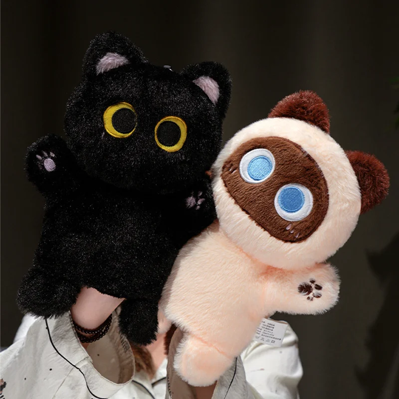 TreasuringU, nuevo títere de mano de gato siamés, muñecos de gato de animales, muñeco de mano de felpa, juguetes de aprendizaje para educación temprana, regalo de cumpleaños y Navidad