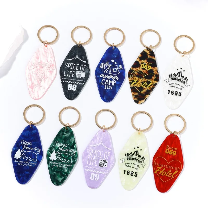 Fashion and Creative Hotel Listed Korean Version Acrylic Keychain Pendant Charm Jewelry Backpack Bag Accessories