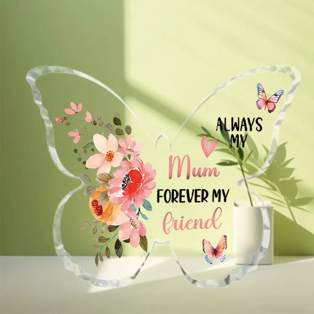 Butterfly 12.7x9.5cm Flat Acrylic Decorative Gift for Mother Mom Birthday Mother's Day from Daughter