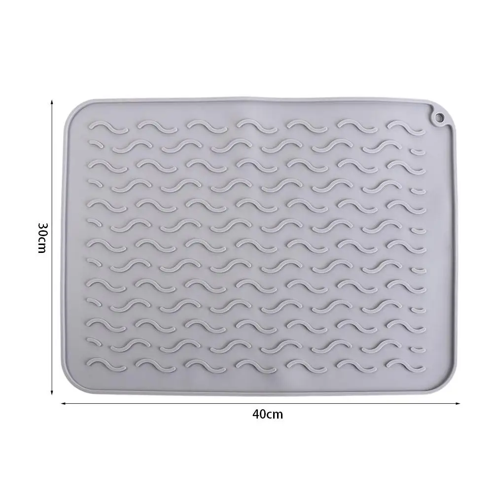 

Countertop Drip Tray Silicone Dish Drying Mat 40 x 30cm Foldable Dish Draining Mat Heat Resistant Non-Slip Sink Pad Tableware