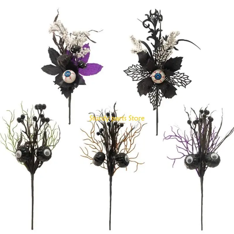 97QC Halloween Horror Flower with Eyeball Party Costume Cosplay Prop Ornament for Wedding Birthday Holiday New Year Decor