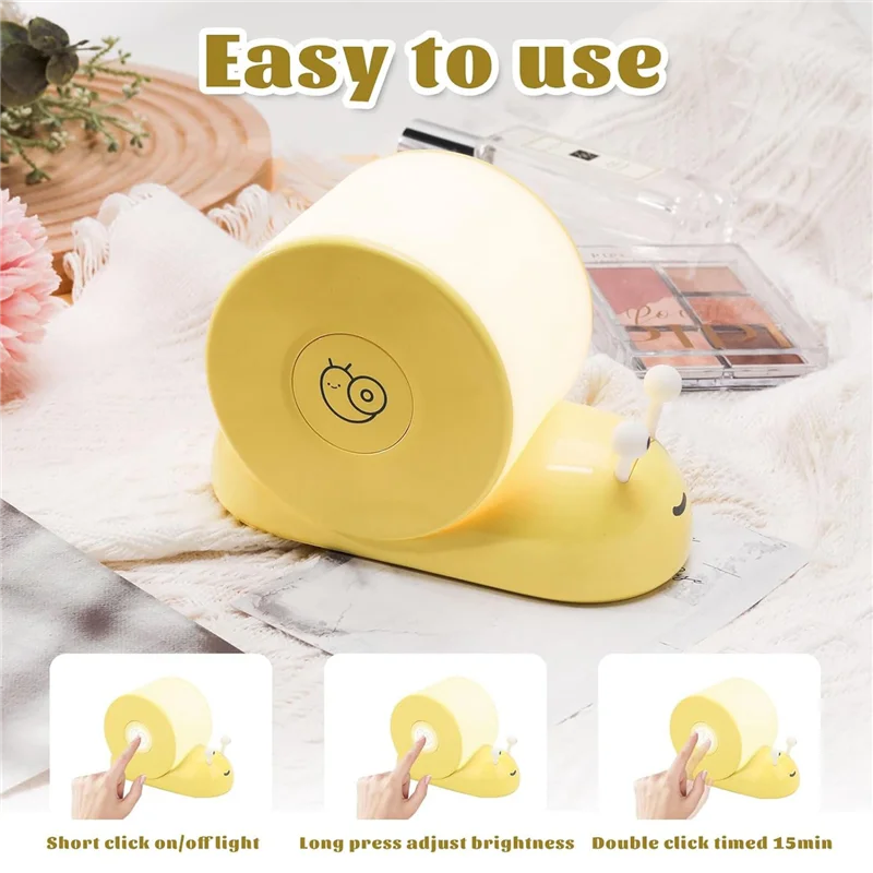 

Flash Trend Snail Night Light, Cozy Snail Shape Cute Magnetic Desk Lamp For Bedroom Gifts For Teens -Yellow