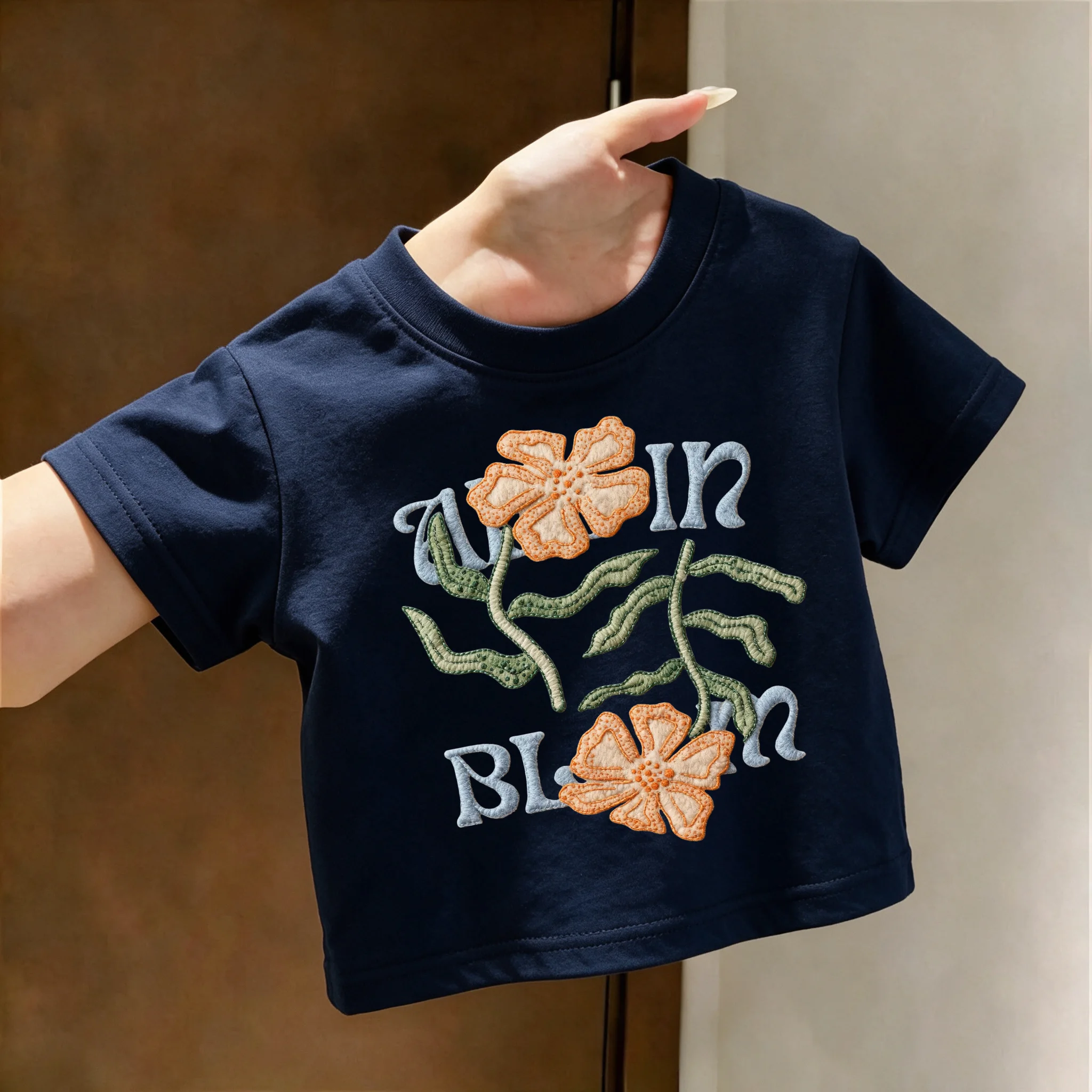 Toddler Girls Short Sleeve T Shirt Vintage Flower Letter Pattern Crew Neck Cotton Tee Summer Kids Casual Daily Wear Tops