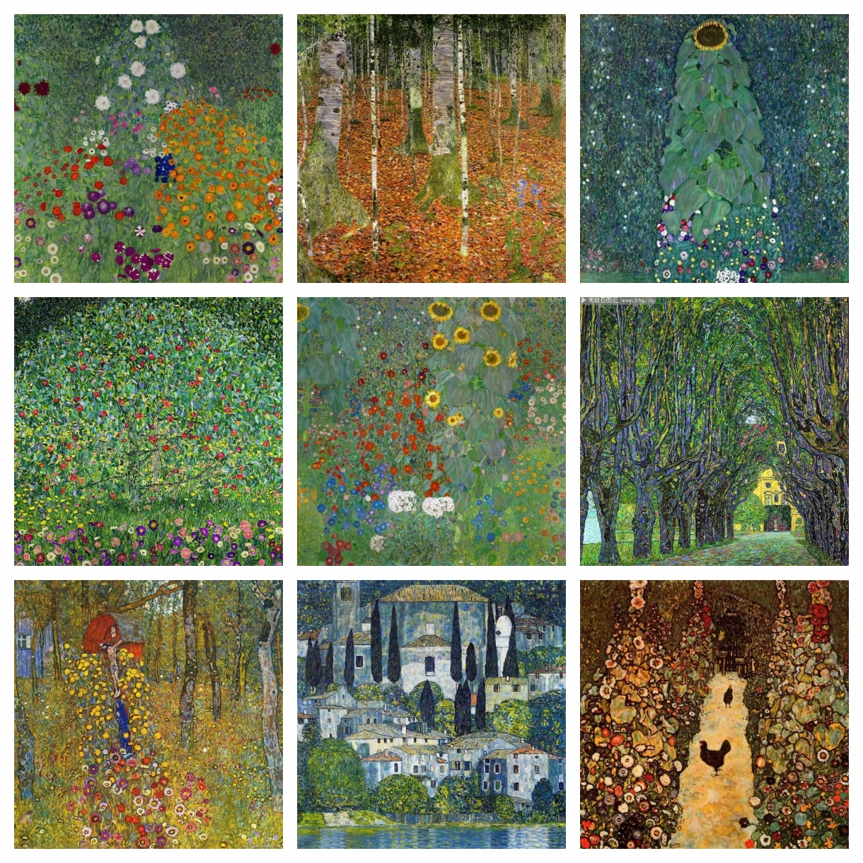 Gustav Klimt Famous Farm Garden Diamond Embroidery Painting Apple Tree Flowers Scenery Cross Stitch Wall Art Room Decor