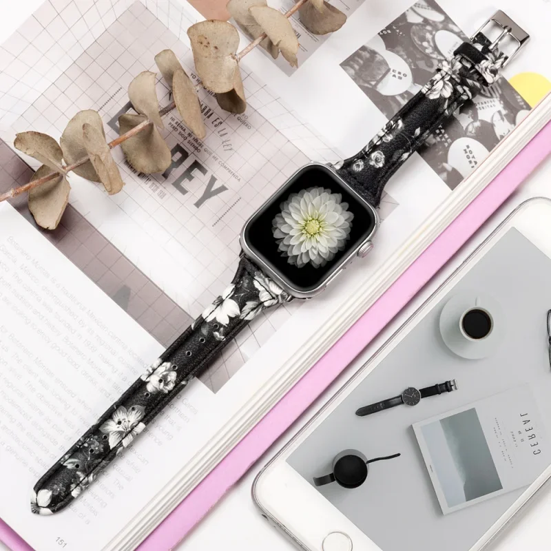 女性用本革腕時計,バンド,アップルウォッチ,シリーズ6,5,4,3,38,40,42,44mm,ff-pr
