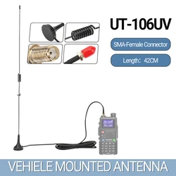 UT-106UV Car Antenna Magnetic SMA-Female Dual Band Antenna For BAOFENG UV-5R Mini BF-888S UV-21 PRO V2 Quansheng UV-K5 UV-K6