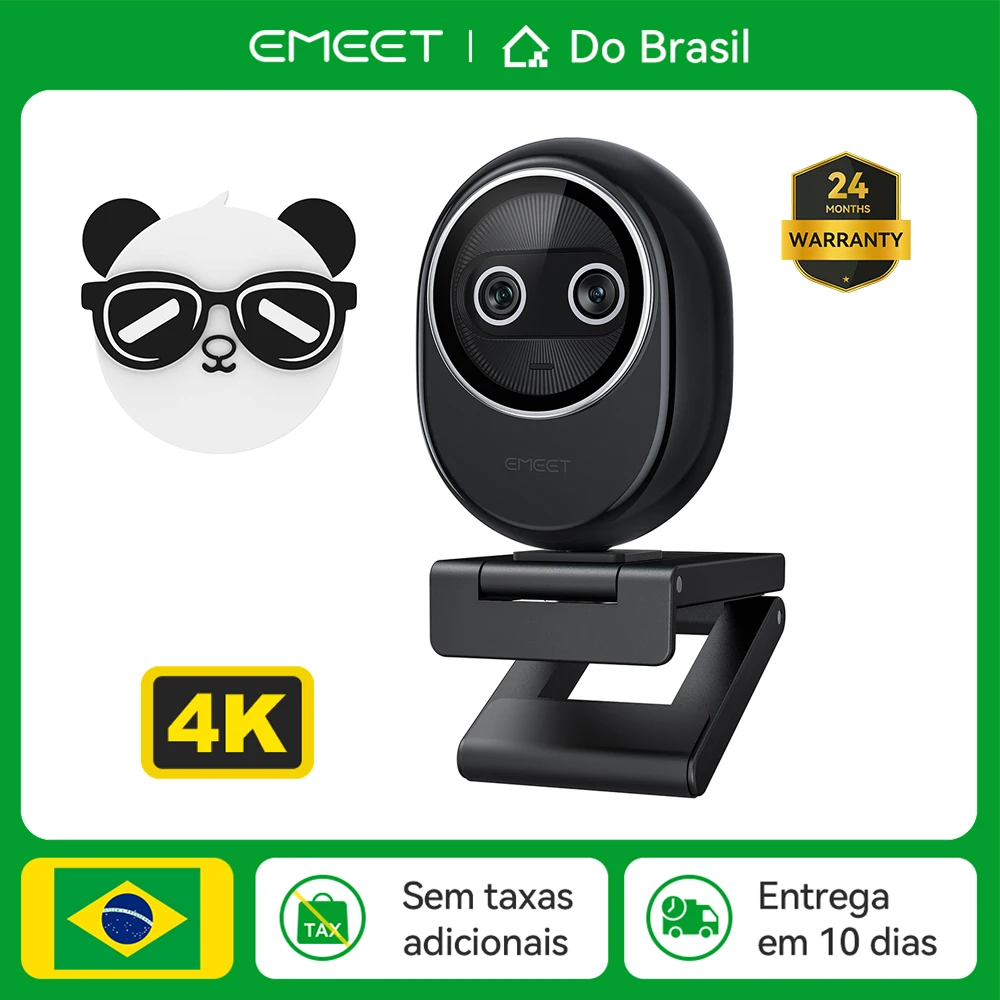 EMEET Piko 4K UHD Mini Webcam para Streaming de Câmera de Vídeo USB com 3 Microfones Câmera Web Cam Dupla para Laptop/Computador, Entrega local no Brasil, frete grátis e isenção de impostos