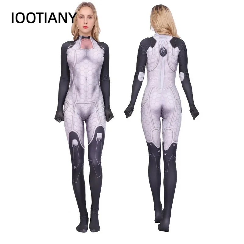 Косплейигры Mass Effect Miranda Lawson, колготки для косплея, комплект для взрослых, 3D принт, аниме, костюмы для косплея, эластичное тонкое боди, комбинезон