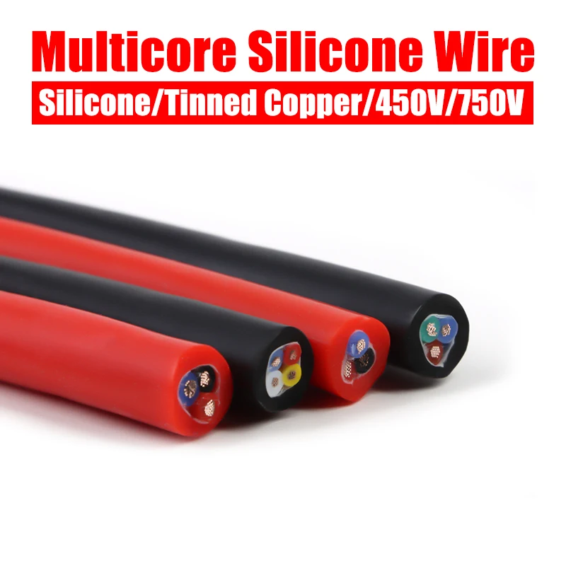 

Multicore Soft Silicone wire Square 0.3mm ~ Square 6mm Heat resistant 2 3 4 6Cores Tinned Copper Silicone Electrico power Wire