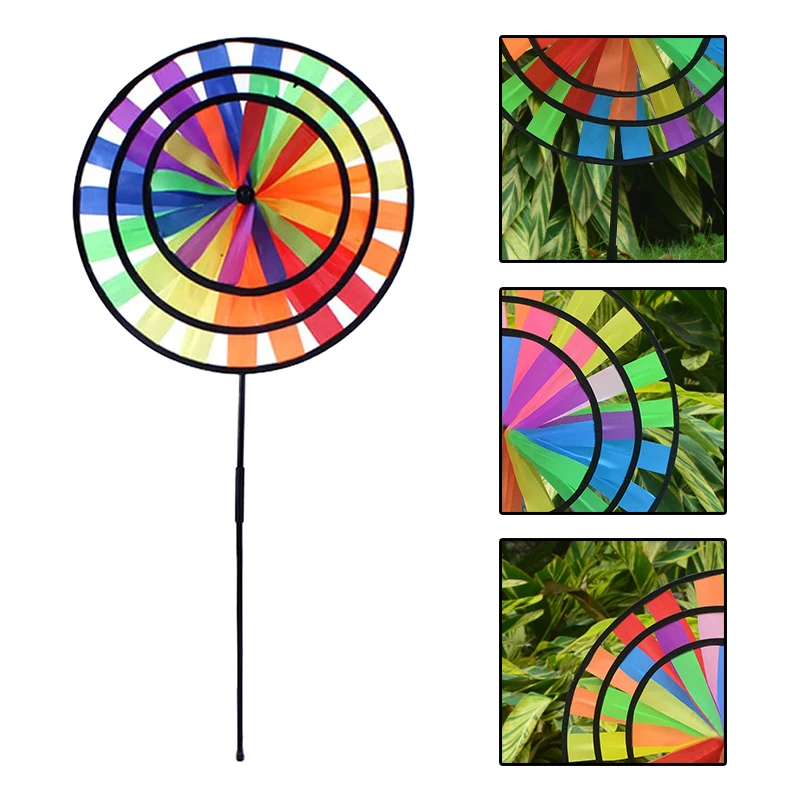 1Pc Large Rainbow Windmill Wind Spinner Colourful Lawn Yard Garden Outdoor Decoration 36CM Diametre