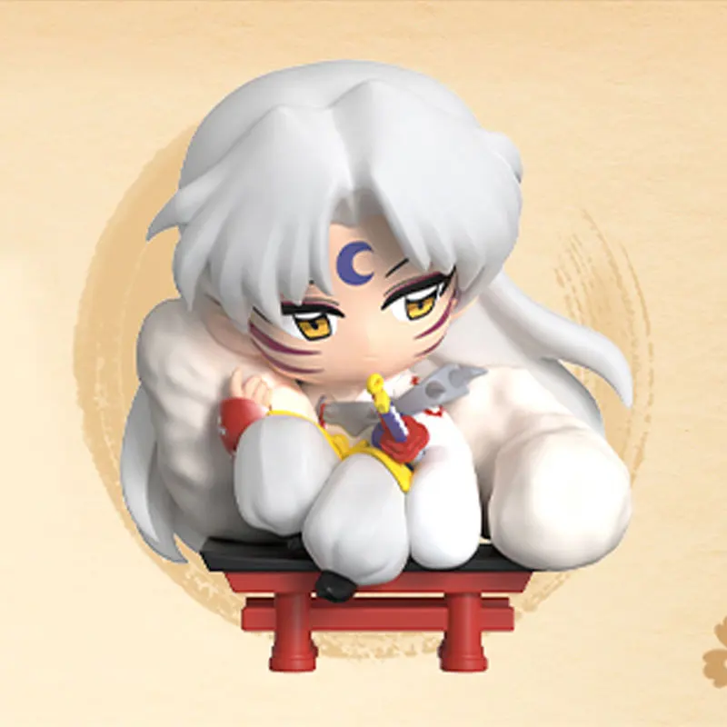 Inuyasha sittng em uma linha série modelo confirmar estilo bonito anime figura presente caixa de surpresa kawaii caixa cega brinquedos originais