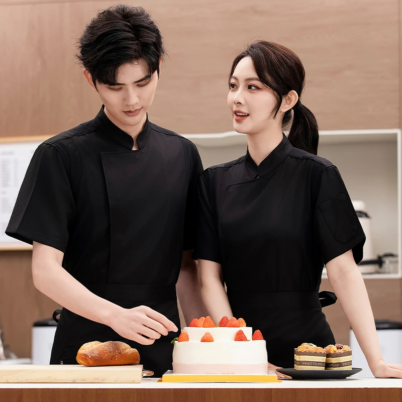 Summer Chef Costume Restaurant Uniform Kitchen Cook Jacket Catering Cooking Shirt Barber Bakery Cafe Waiter/Waitress Overalls
