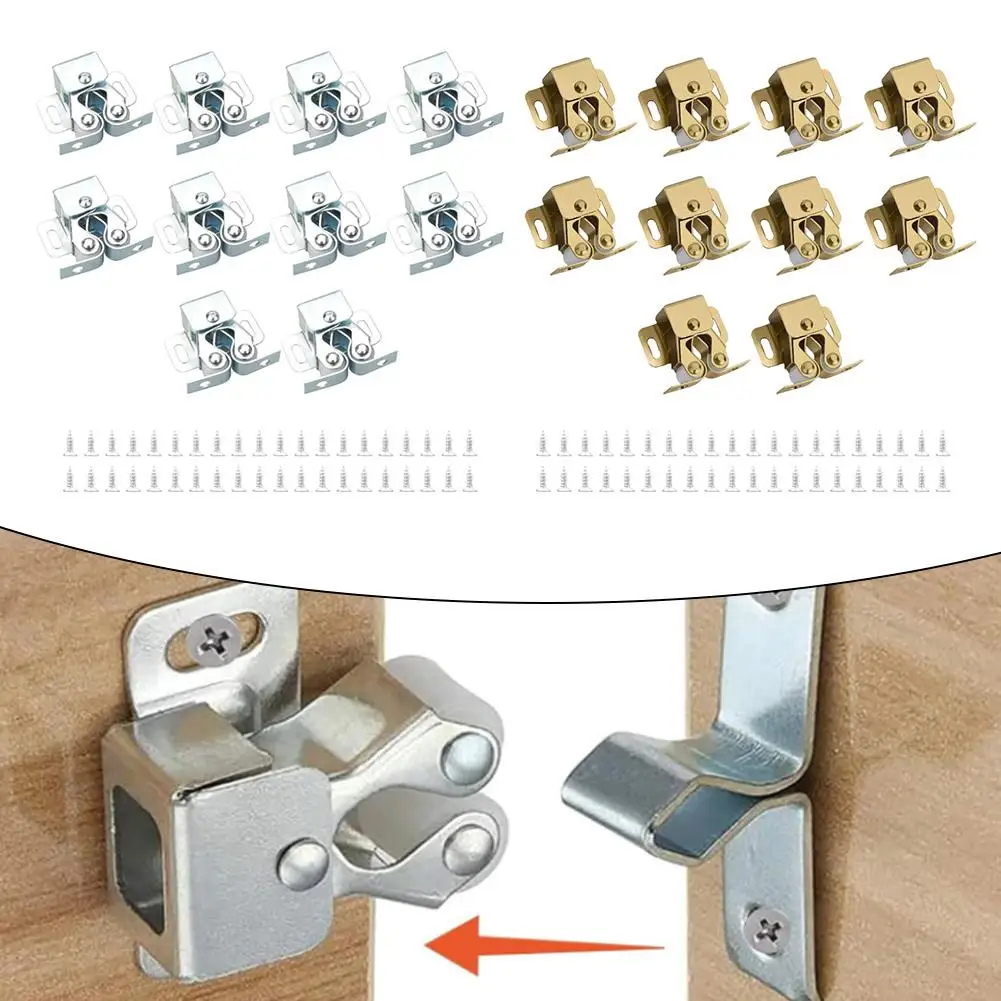 Cabinet Buckle Cabinet Door Clamp Built-in Spring Cold-rolled Steel Corrosion-proof Easy Installation Nylon Rollers