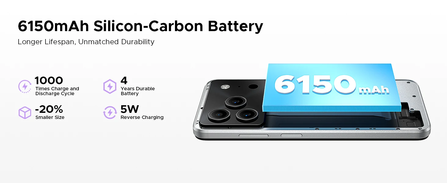 DOOGEE Note56 Plus Android 16 Gemini Ai Smartphones 6150mAh Battery 48GB RAM(6+42) 256GB ROM 6.56'' Screen Widevine L1 NFC Google Play Support Cell Phones