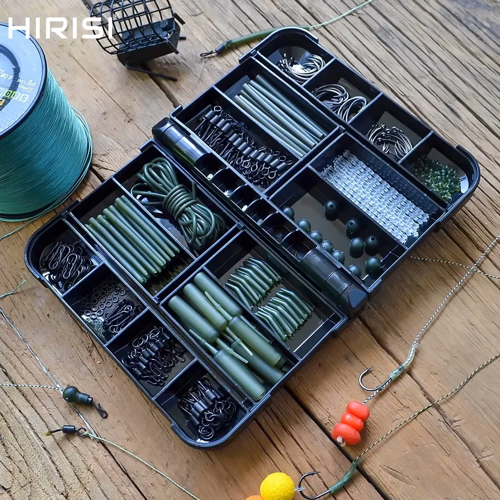 Carp Fishing Tackle Kit With Box Fishing Swivels And Snaps Rubber Anti Tangle Sleeves Hook Stop Beads Helicopter Rigs XP-300