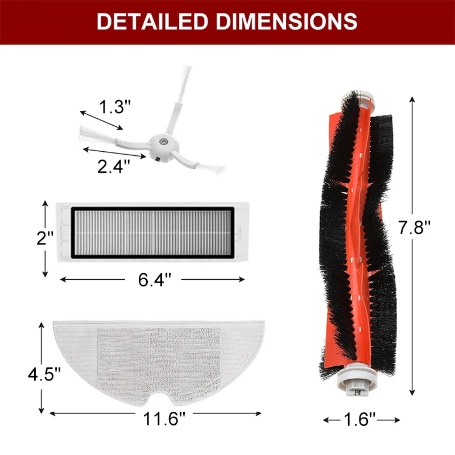 Multiple Combinations Vacuum Cleaner Parts Accessories Main Brush Side HEPA Filter Mops  1S Rock S6 S5 S60